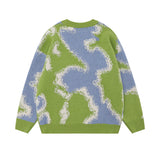 Men Sweater Camouflage Jacquard Crew Neck Sweater Loose