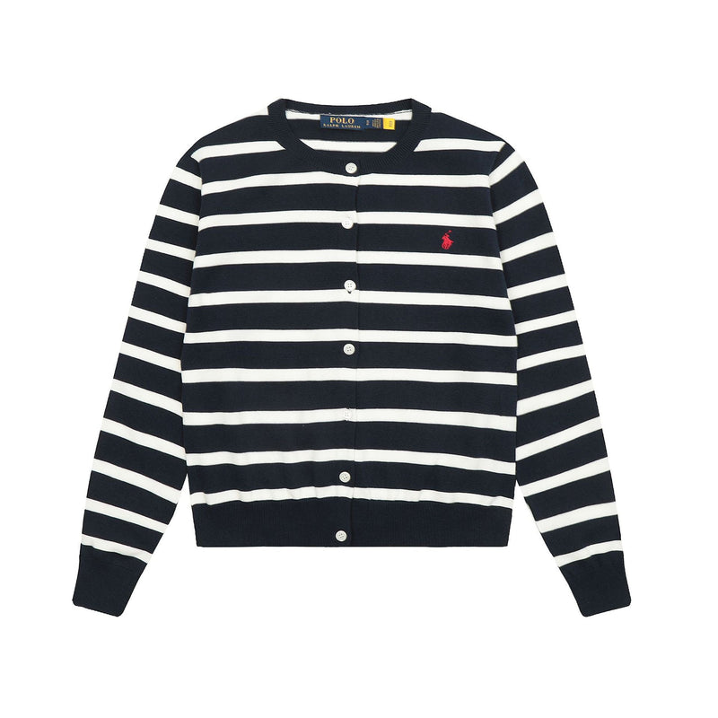Ralph Lauren Knitted sweaters RL striped crew neck embroidered logo knitted cardigan long sleeves