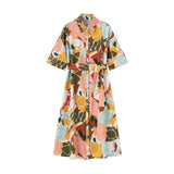 Women Dresses Summer Vintage Printed Shirt Dress