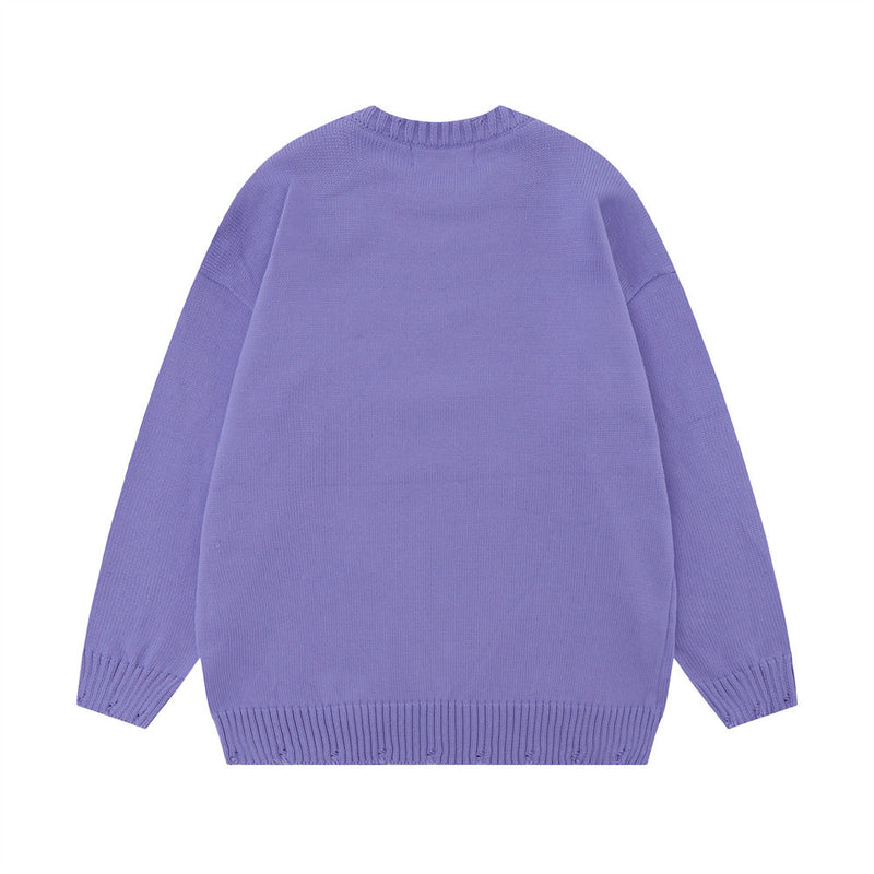 Men Sweater Letter Printed round Neck Sweater