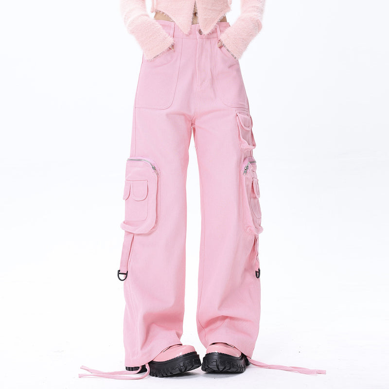 Men Jeans Cargo Jeans Loose Three-Dimensional Zipper Casual