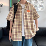 Men Shirts Loose Oversized Plaid Shirt All-Match Fashionable Coat