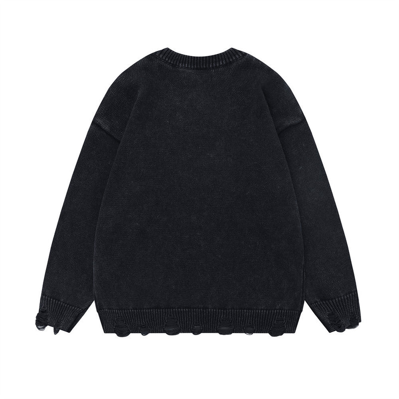 Men Sweater Simple Embroidered Crew Neck Sweater
