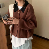 Women Knitted Cardigan Vintage Casual Loose Sweater