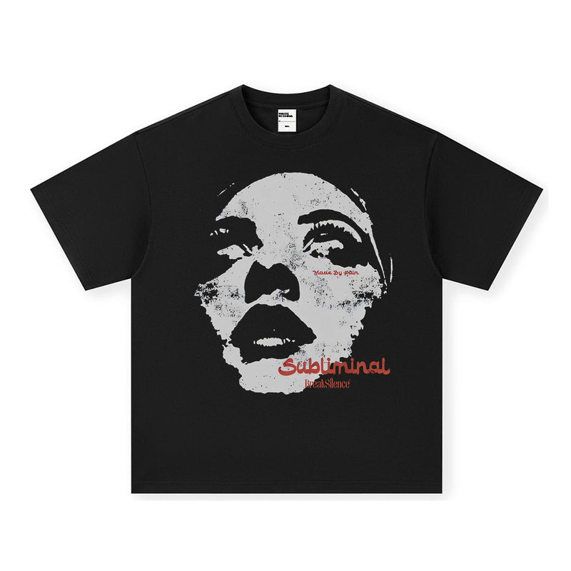Vintage T-shirts American Street Print Short Sleeve T-Shirt Washed Old T-Shirt