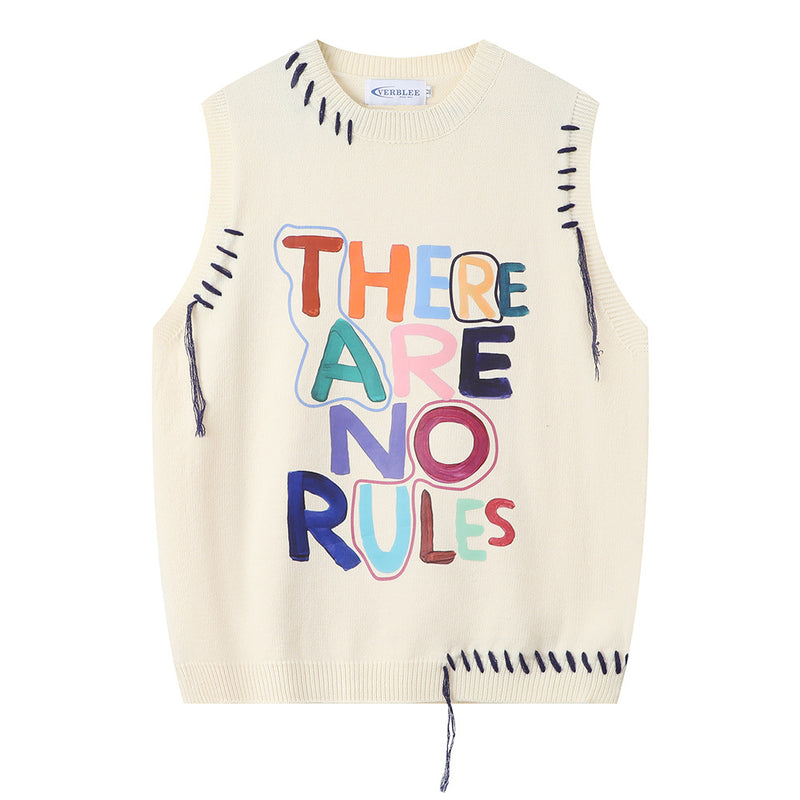 Men Sweater Printed Vest Casual Slim Sweater