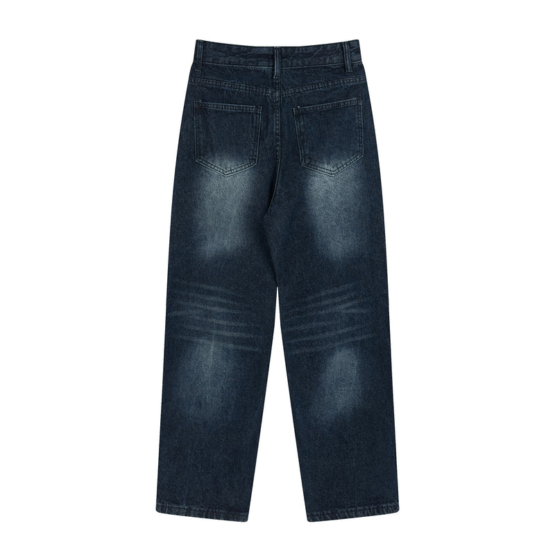 Men Jeans Pleated Stitching Loose All-Match