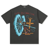 Unisex T Shirt Hip Hop Cartoon Print Short Sleeve