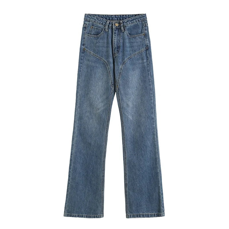 Women Jeans Slim Fit Micro Slimming Patchwork Bell-Bottom Pants
