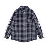 Men Long Sleeved T Shirt Plaid Long Sleeve Shirt Men's Spring and Autumn Leisure Bow Sleeve Shirt