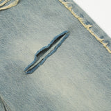 Men Jeans Raw Hem Ripped Stitching Loose