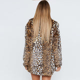 Women Fur Jacket Fashion Leopard Print Plush Coat