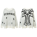 Women Sweater Cross Ripped Sweater