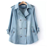 Women Trench Coat Loose Denim Cape Coat