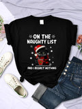 CHRISTMAS Female T-Shirts CAT ON