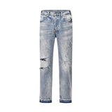 Men Jeans Ripped Frayed Vintage Casual Loose