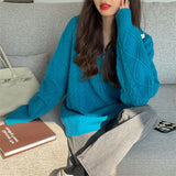 Women Pullover Sweater Rhombus Loose Sweater