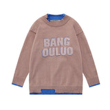 Women Sweater Vintage Fake Two-Piece Knitted Sweaters Sweater Idle Style