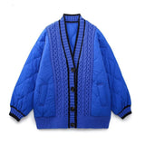 Women Cotton Coat Stitching Sweater Coat Loose and Lazy Style