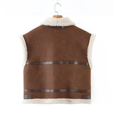 Women Cotton Coat Loose Suede Imitation Lamb Wool Vest