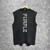 Purple Brand Distressed Tank T Shirts Distressed Sleeveless T-shirt Vest