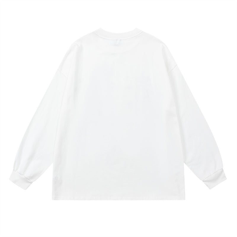 Men Long Sleeve T-Shirt Graffiti Embroidery Loose Base Shirt
