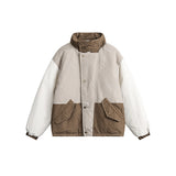 Unisex Coat Retro Patchwork Small Plaid Winter Coat