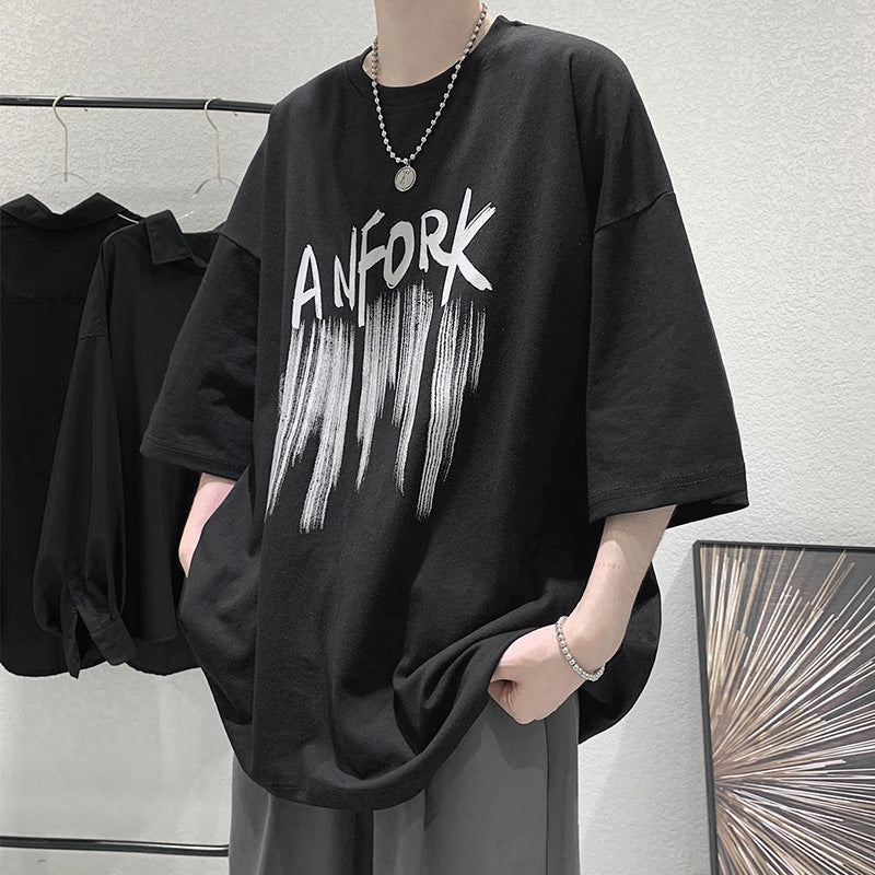 Men T Shirt Summer Loose Leisure All-Matching