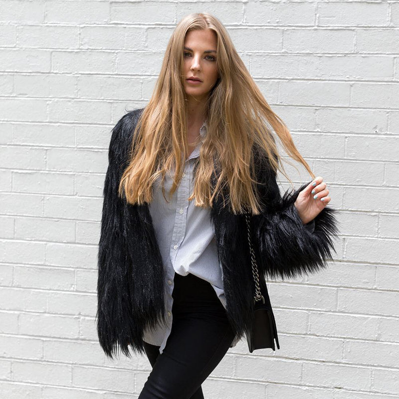 Women Fur Jacket Plush White Warm Coat