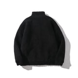 Men Cotton Mixed Jacket Coat Berber Fleece Coat Men's Autumn and Winter Stand Collar Zipped Cotton-Padded Jacket Loose