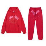 Sp5der Hoodie & Sweatpants 2 Piece Set Spider Web Velvet Sport Suit