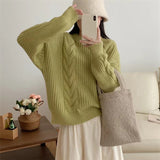 Women Pullover Sweater Retro Gentle Temperament Knitted Thickening