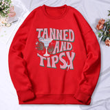 Tanned And Tipsy Pattern Print Hoodie Women Fashion