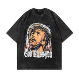 Men T-Shirt Vintage Butterfly Skull Printed Short Sleeve T-shirt