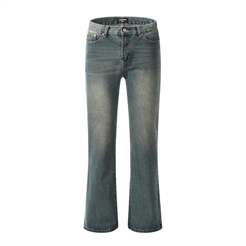 Men Jeans Versatile Loose Washed-out Distressed