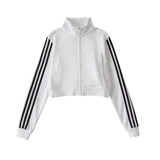 Women Hoodie Leisure Striped Short Style Sports