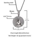Jewelry Disc Fashion Pendant Necklace Copper with Zircon Praying Hand Jesus Pieces Spectrum