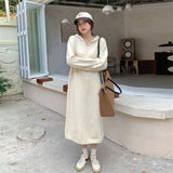 Women Pullover Sweater Loose Hooded Knitted Dress