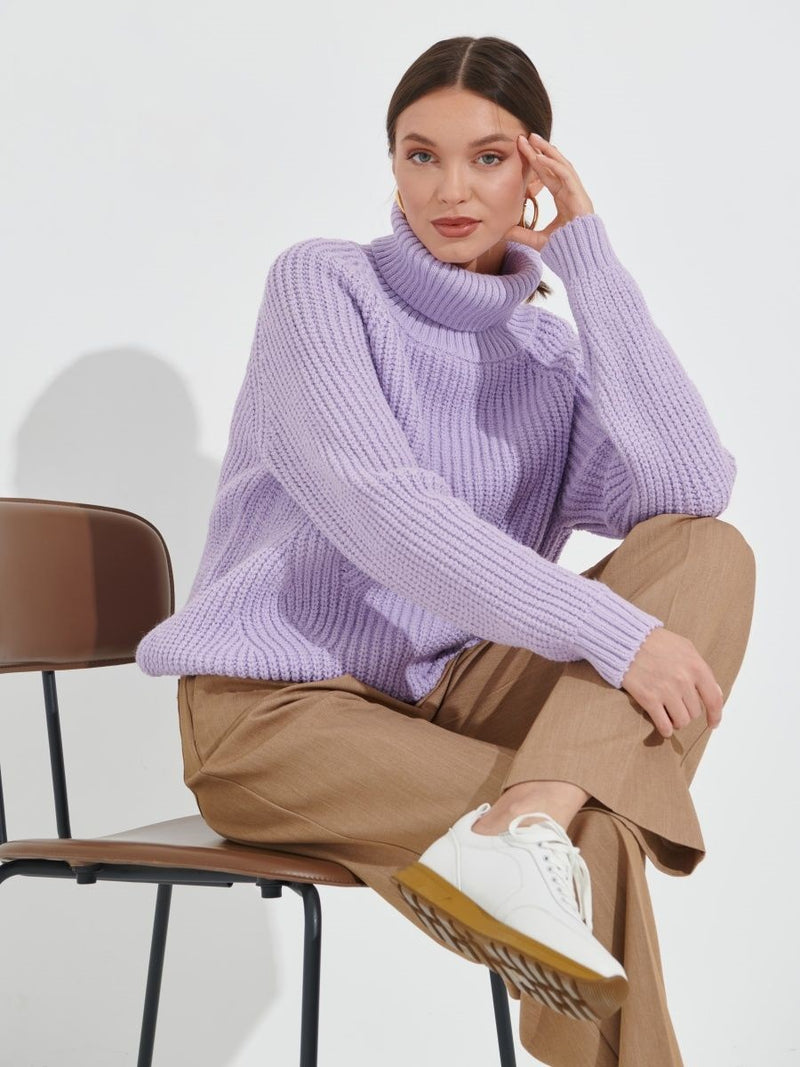 Women Work Business Casual Sweats Knitted Loose Turtleneck Thick Sweater