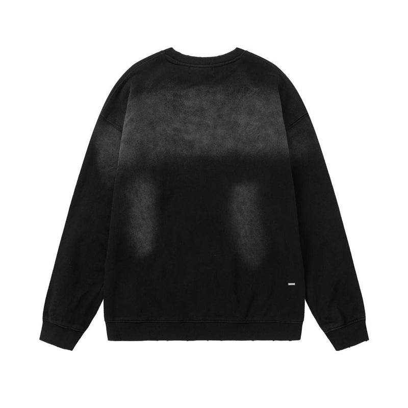 Amiri Sweatshirt AMI Cracked Letter Old Wash Print Crew Neck Sweater