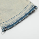 Men Jeans Frayed Flared Pants Old