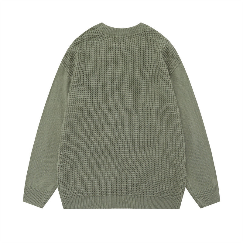 Men Sweater Five-Pointed Star Sunken Stripe-Lift Sweater Pullover Men