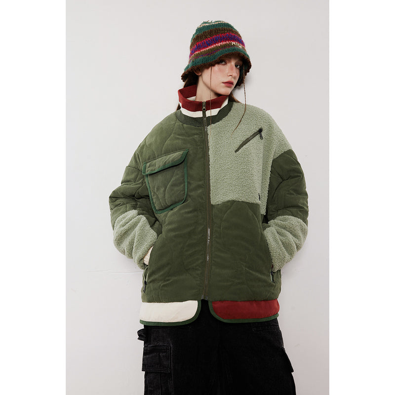 Unisex Coat Retro Patchwork Warm-Keeping Cotton Clothing
