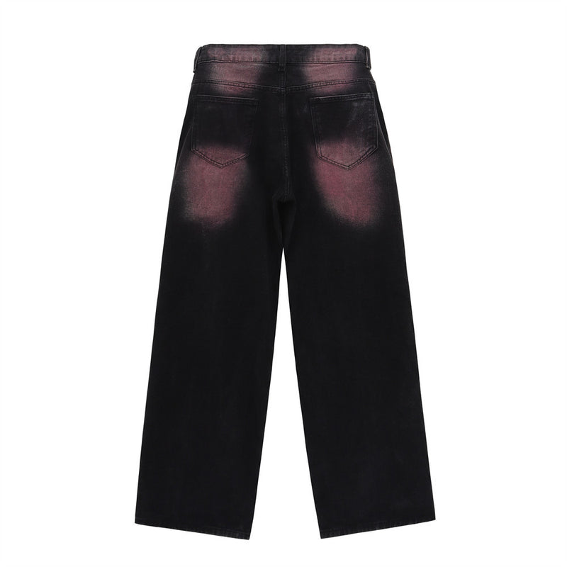 Men Jeans Inkjet Graffiti Printing Loose Casual