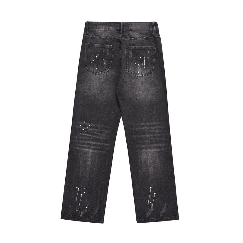 Men Jeans Hole Splash Ink