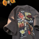 Men T Shirt Fun Cartoon Anime Loose Cotton