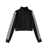 Women Hoodie Leisure Striped Short Style Sports