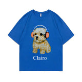 Clairo Dog Puppy Headphones Graphic Print Tshirt Summer Male