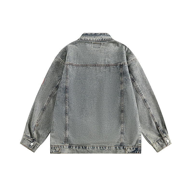 Women Jackets Distressed Stand Collar Locomotive Style Jacket Casual