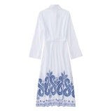 Women Dresses Embroidered Shirt Type Dress